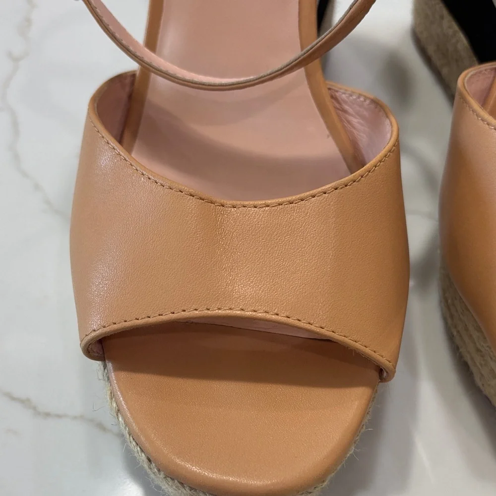 kate spade tan and black striped espadrille wedge sandals